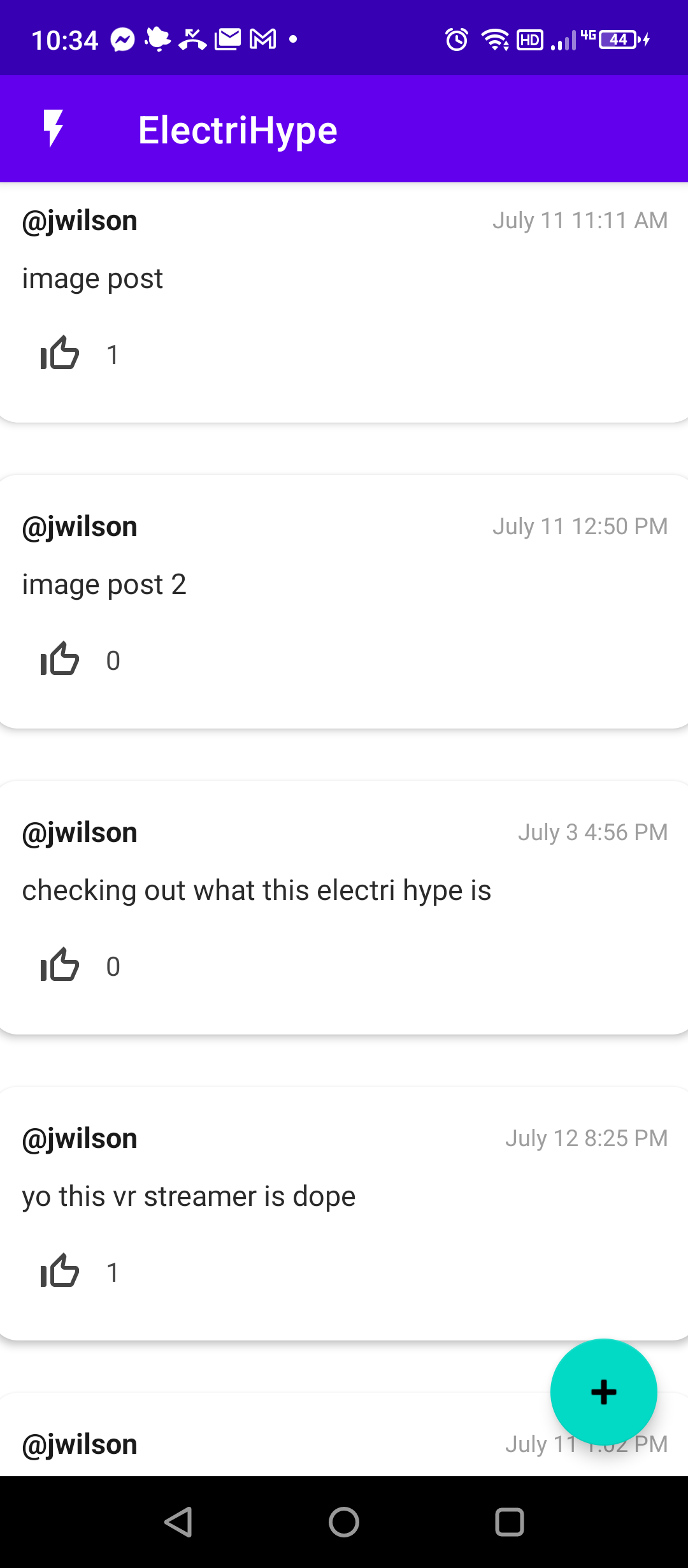 ElectriHype — social feed of user posts