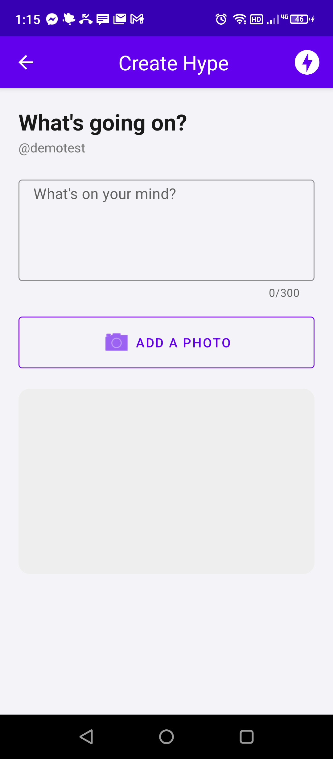ElectriHype — create a new post screen