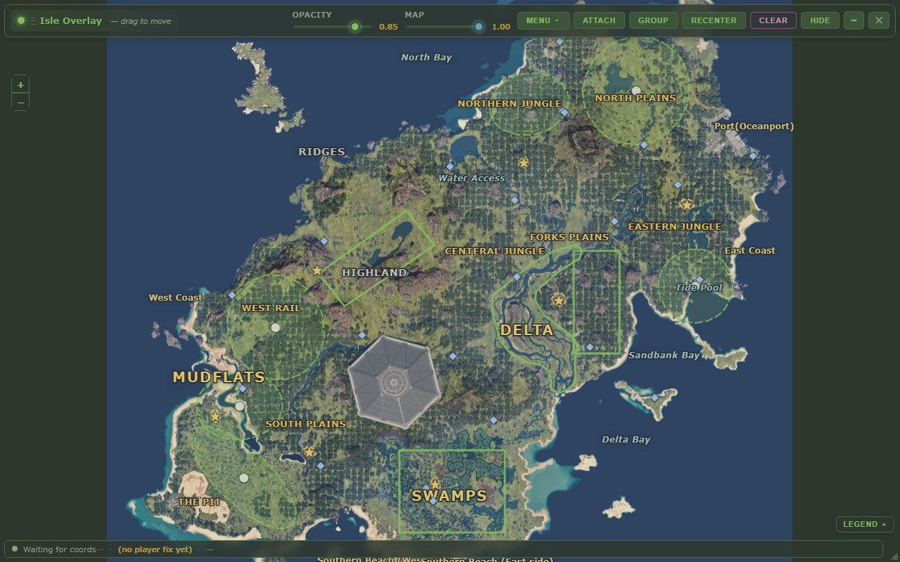 Isle Overlay — Leaflet POI map with live player location