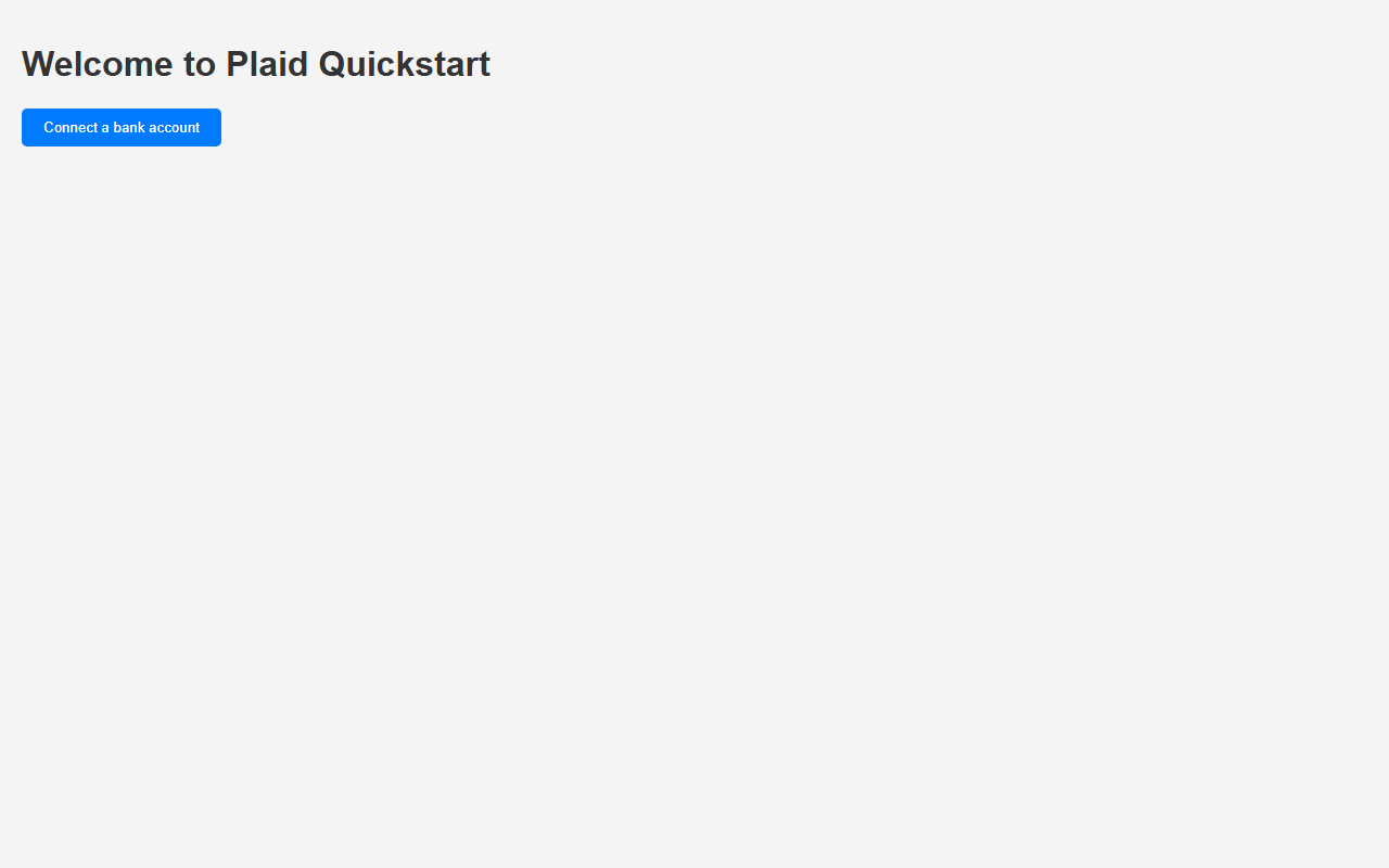 Plaid Sandbox Starter — connect a bank account screen